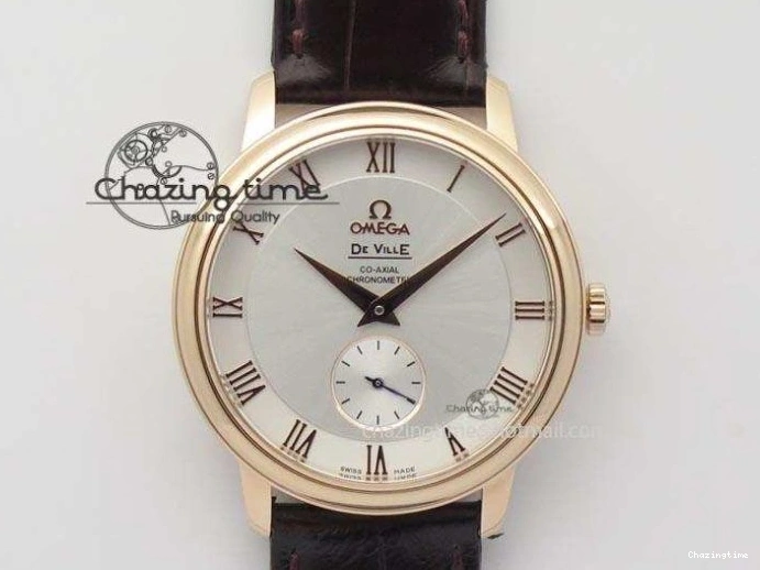 0207 Popular De Ville MK 1:1 Best Edition RG White Dial On Black Leather Asian Seagull T1701 (Sec@6) 8237